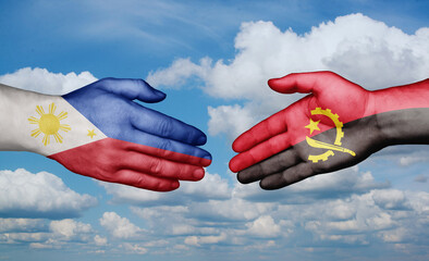 Philippines and Angola country handshaking with flags, consensus concept international co-operation illustration