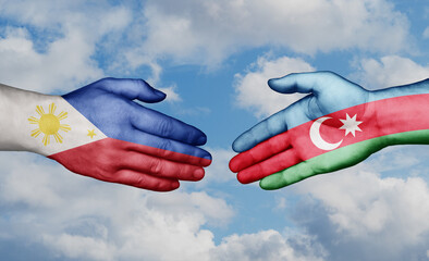 Azerbaijan and Philippines country handshaking with flags, consensus concept international co-operation illustration