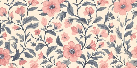 Illustration for background, postcards in vintage style with flowers, bows. Retro style