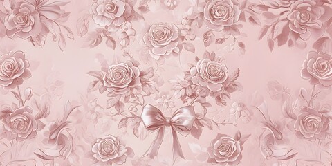 Illustration for background, postcards in vintage style with flowers, bows. Retro style