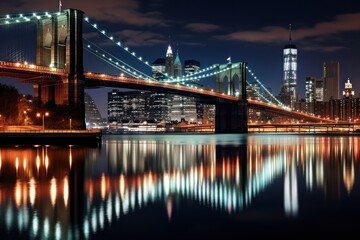 Obraz premium Manhattan through Dumbo architecture cityscape landmark.