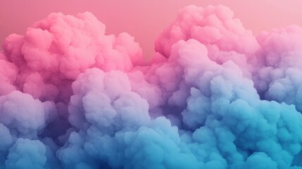 Vibrant pink and blue smoke clouds on a soft pastel background.