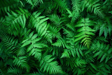 Obraz premium A flat lay, fresh wallpaper banner concept featuring fern leaves texture background.