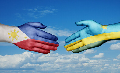 Republic of Rwanda and Philippines country handshaking with flags, consensus concept international co-operation illustration