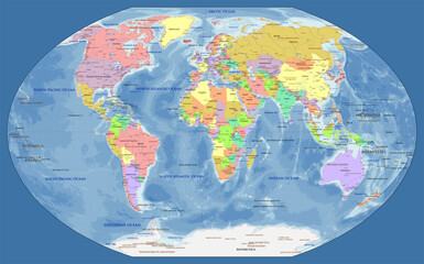 Political world map Winkel-Tripel projection