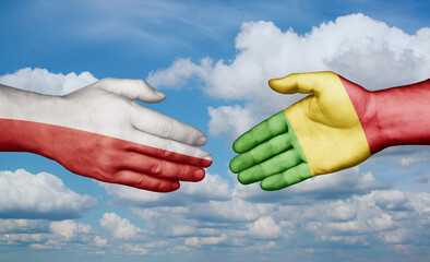 Mali and Poland country handshaking with flags, consensus concept international co-operation illustration