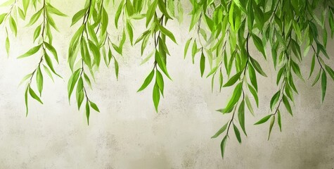 Hanging tropical leaves on the wall or interior of the home photomural