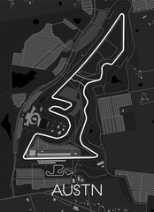 Circuit of the Americas, Austin, Texas Track Map for Poster Wall Art
