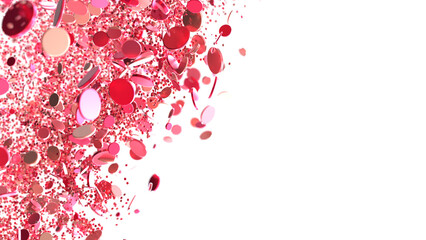Pink and red confetti explosion