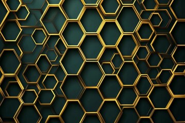 Golden color boundary around the shapes of this royal green wallpaper. Dark glamorous background design.