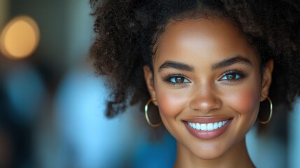 Portrait of a beautiful black woman with a big smile