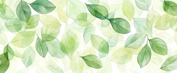Fototapeta premium Plant branches and leaves in green and blue colors. Botanical pattern in watercolor style for wallpaper design, decor, print, textile.