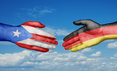 Germany and Puerto Rico country handshaking with flags, consensus concept international co-operation illustration
