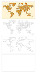 Naklejka premium Cnc laser cutting world map puzzle Vector illustration
