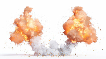 Pyrotechnics for creating explosive visual effects isolated on white background