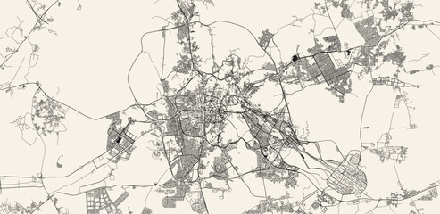 Detailed vector map of Makkah, Saudi Arabia.