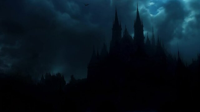 The Storm&rsquo;s Wrath Haunted Medieval Castle with Ominous Clouds and Lightning