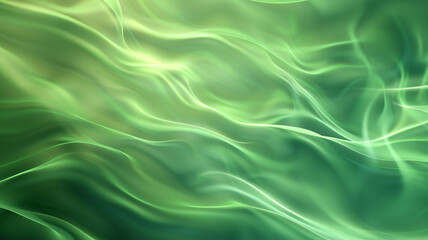 Obraz premium Bright green smooth blurred abstract elegant background with wavy lines and glowing particles