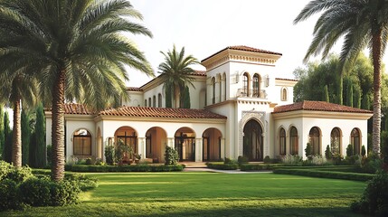 Mediterranean Style Villa with Lush Gardens