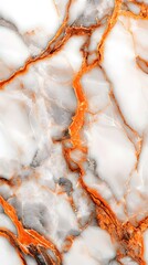 Orange and White Marble, Marbled, Abstract Image, Texture, Pattern Background, Wallpaper, Cover and Screen of Smartphone, PC, Laptop, 9:16 and 16:9 Format