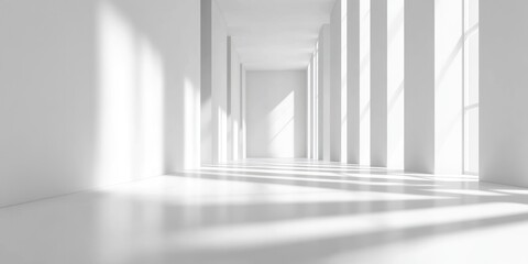 Obraz premium White Hallway with Sunlight Streaming Through Windows