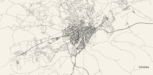 Vector city road map of Cordoba, Spain