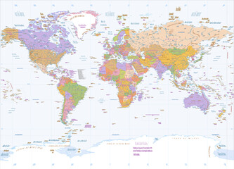 Political world map Catalan language Miller projection