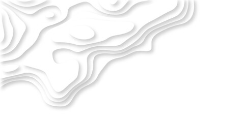 White papercut abstract realistic wavy layer background, geometric minimal topography map light element shadow. modern wallpaper texture and 3d realistic design use for banner flyers, posters.