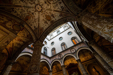 Piazza della Signoria with Palazzo Vecchio Tower in Florence, Italy