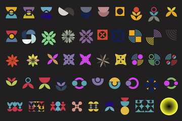 Large vector collection of geometric shapes. Trendy abstract minimalist frames, Modern abstract graphic design elements. Vector illustration