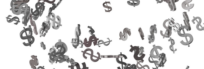 Flying money on white background.