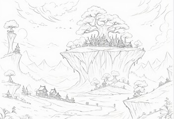Fototapeta premium Whimsical fantasy landscape from imagination