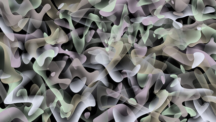 Abstract background, wave pattern with transparent colors on black background.