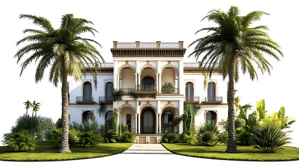 Obraz premium Mediterranean Mansion with Palm Trees