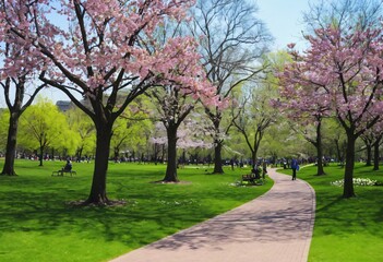 City park in spring