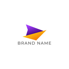 ILLUSTRATION TRIANGLE GRADIENT PURPLE ORANGE COLOR TECH LOGO ICON MODERN SIMPLE TEMPLATE ELEMENT DESIGN VECTOR