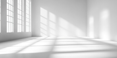 Obraz premium Sunlight Streaming Through Windows in a White Room