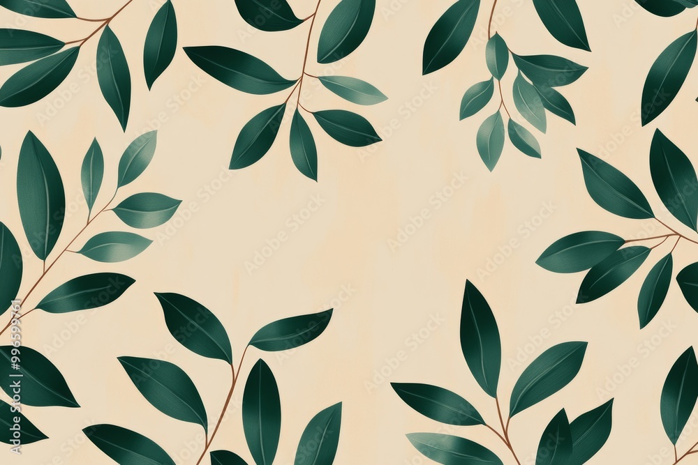 Poster Leaves seamless wallpaper pattern on a white background. High quality illustration.