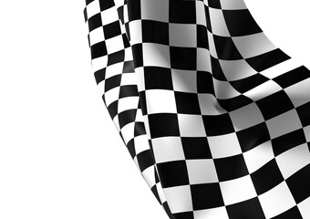 Fototapeta premium The checkered flag waves in the wind signifying the end of the race