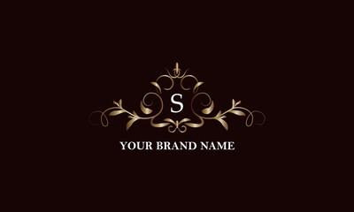 Calligraphic elegant ornament with initial letter S. Business sign, identity monogram for company brand, emblem for restaurant, royalty, boutique, cafe, hotel, heraldic, jewelry, fashion.