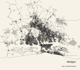 Fototapeta premium Vector city map of Abidjan, Cote d'Ivoire