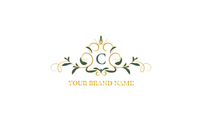 Exclusive color monogram with initial letter C. Vector illustration of company brand, emblem for restaurant, royalty, boutique