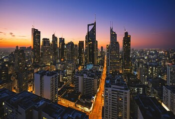 Obraz premium Urban skyline at dusk