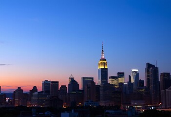 Obraz premium Urban skyline at dusk