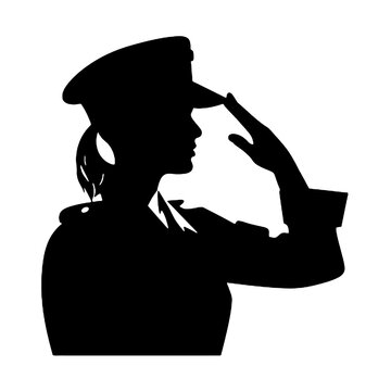 recommend clip art: Silhouette of a Woman Soldier Saluting Profile Isolated on White Background – Vector Illustration