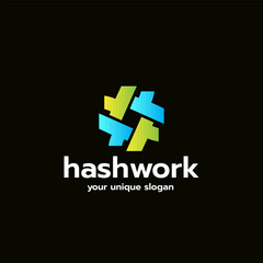 Simple modern hashtag logo design. Hashwork Modern Hashtag Logo for Digital Branding