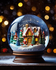 Glass globe with Santa Claus house inside