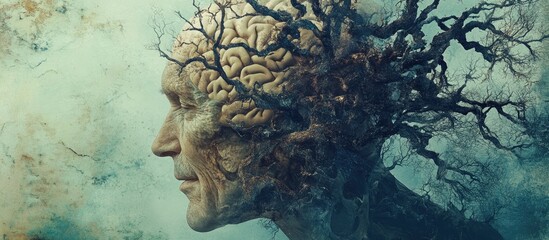 Alzheimer s disease as a neurologic condition characterized by memory loss from brain deterioration illustrating a surreal concept in medical neurology