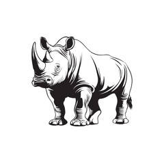 Silhouette vector illustration of standing rhinoceros Rhino view for logo Rhino Vector illustration. can be separated from the background