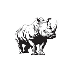Silhouette vector illustration of standing rhinoceros Rhino view for logo Rhino Vector illustration